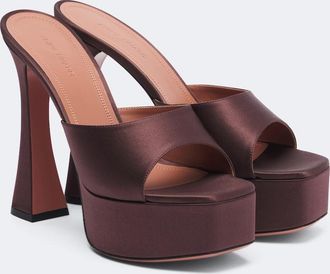 Amina Muaddi Dalida satin platform mules