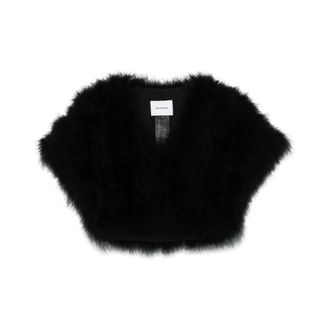 Yves Salomon Faux Fur & Shearling Jackets, female, Black, Size: S Black Faux Fur Shearling Jacket