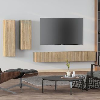 Berkfield Home 4 Piece TV Cabinet Set Sonoma Oak Engineered Wood in Brown