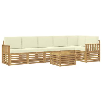 vidaXL Conjunto De Sof&aacute;s De Exterior 7 Pcs Blanco Y Crema Vidaxl