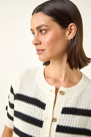 Roman Stripe Button Knit Cardigan