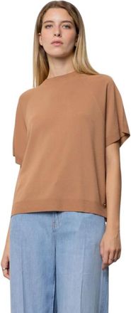 Kaos Rondgebreide trui - Dames - Ronde hals truien - Bruin - S - Wol - Truien & Vesten