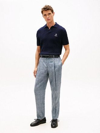 Tommy Hilfiger New York Label Check Pure Linen Tapered Trousers