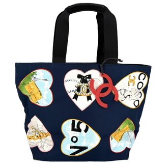 Chanel Navy Canvas Handbag Tote Bag (Pre-Owned)