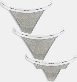 Calvin Klein Modern - Confezione da 3 perizomi grigi con logo-Multicolore