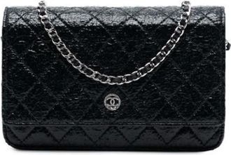 Chanel Pre-owned Cross Body Bags, female, Black, Size: ONE SIZE Pre-owned Leather Wallet