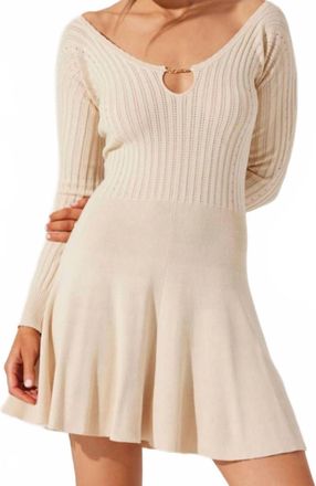 Astr Cybele Pointelle Mini Sweater Dress In Beige