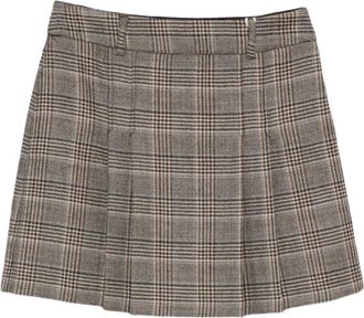 Pennyblack Pliss&eacute; geruite korte rok - Dames - Korte rokken - Beige - M - Polyester - Rokken