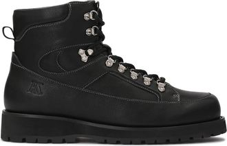 Kazar Zwarte leren laarzen met metalen lussen - Heren - Veterlaarzen - Zwart - 41 EU - Leer - Schoenen