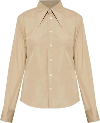 Ami Sharp Collar Fitted Shirt - Dames - Overhemden - Beige - XS - Katoen - Overhemden