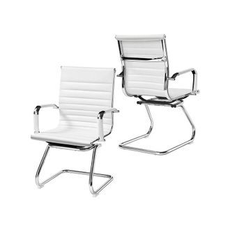 Yaheetech Pack De 2 Unidades Silla De Oficina Silla Blanca Silla De Recepci&oacute;n Silla Para Conferencia Sala De Estar Silla De Trabajo 2 Unidades - Yaheetech