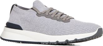 Brunello Cucinelli Mens Sneakers Grey Cotton Trainers