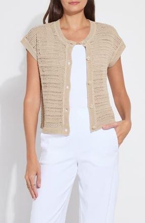 Lyss&eacute; Brisa Open Knit Short Sleeve Cardigan in Linen at Nordstrom Rack, Size X-Large