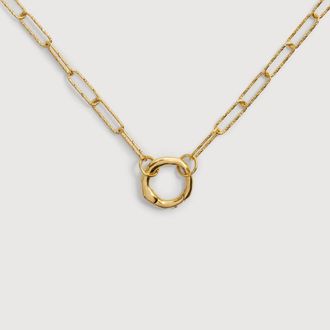 Monica Vinader Gold Alta Textured Chain Charm Necklace