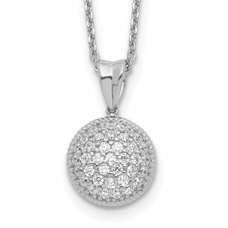 Diamond2Deal Sterling Silver 41 Stone Cubic Zirconia Round Necklace 18