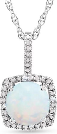 Allurez Lab Grown & Natural Diamond Pendant Necklace in Sterling Silver in White Opal at Nordstrom, Size 18
