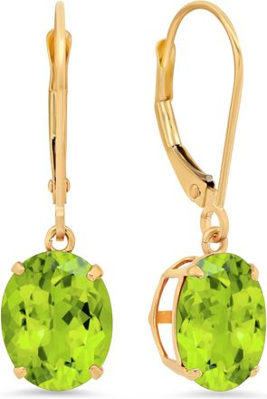 MAX + STONE 14k Yellow or White Gold 8x10mm Oval Gemstone Dangle Earrings with Leverbacks