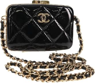 Chanel Pre-owned Patent Leather Shoulder Bag - Dames - Vintage Clutch - Zwart - ONE Size - Vintage