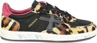 Premiata leopard-panelled sneakers - women - Calf Hair/Suede/Fabric/Rubber - 39 - Black