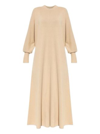 By Malene Birger Liv ribbed puff-sleeve maxi dress - Neutrals