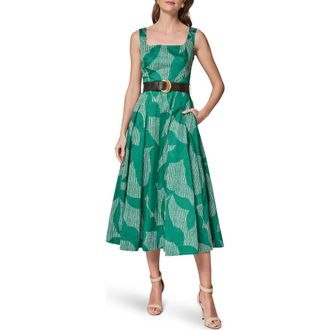 DKNY Belted A-Line Dress in Lawn/Cream at Nordstrom, Size 10