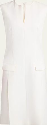Ferragamo Split V-Neck Sleeveless Crepe Midi Dress