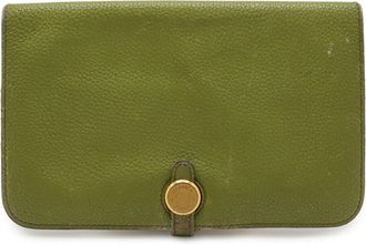 Herm&egrave;s Anis Green Togo Leather Long Wallet (Bi-Fold) (Pre-Owned)