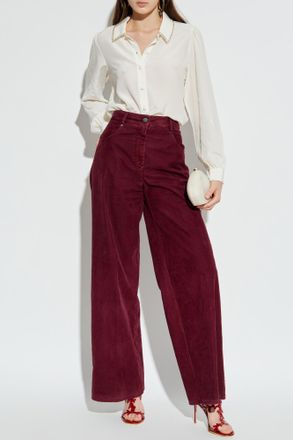 Forte_Forte Forte_forte Trousers With A Velvet Finish, Womens, Burgundy