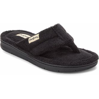 Dearfoams Wrenley Terry Thong Flip Flop Slipper in Black at Nordstrom, Size X-Large