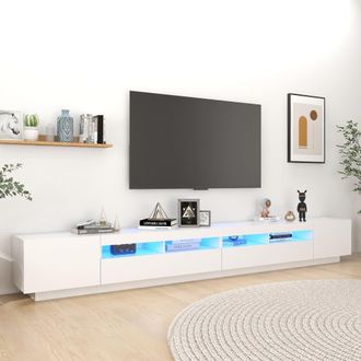 Berkfield Home TV Cabinet with LED Lights White 300x35x40 cm | Size: 300 x 35 x 40 cm