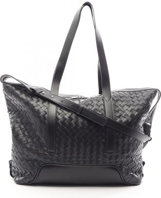 Bottega Veneta Black Leather Handbag Tote Bag (Pre-Owned)
