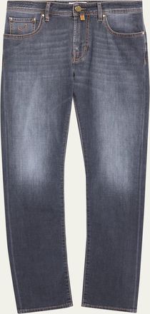 Jacob Cohen Mens Slim Straight-Leg Washed Black Denim Jeans