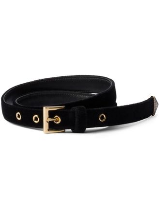 Prada velvet belt - women - Velvet/Metal/Calf Leather - 85 - Black