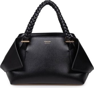 Ferragamo Scarf Sh Handbag In Calfskin Color Black
