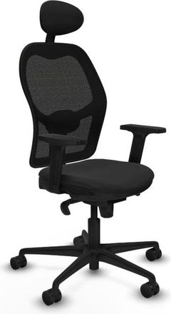 Piqueras y Crespo Piqueras Y Crespo - Jorquera Sincro Malla Negra Similpiel Negro Brazos 2d Base Nailon Cabecero Fijo Ruedas 65mm Nailon