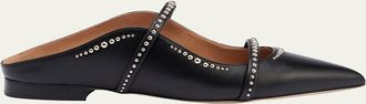 Malone Souliers Maureen Studded Leather Double-Strap Flat Mules