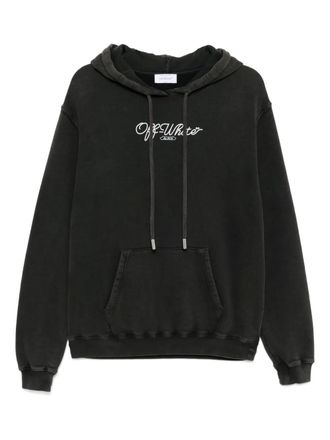 Off-white Hoodie met schaarpijl - Zwart
