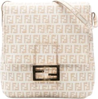 Fendi Pre-owned Shoulder Bags, female, Beige, Size: ONE SIZE Pre-owned Canvas Shoulder Bag