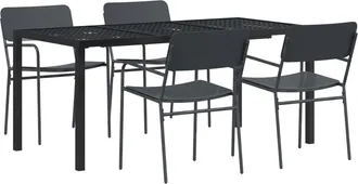 vidaXL Juego De Muebles De Exterior 5 Uds. Gris Antracita Acero Vidaxl