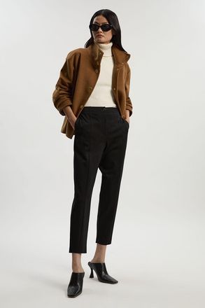 Karen Millen Womens Ponte And Pu Mix Tailored Slim Leg Trouser - Black Viscose - Size 10 UK