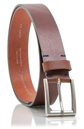 M Made in Italy Smooth Leather Belt in Brown at Nordstrom Rack, Size 32