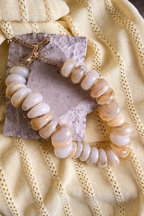 BaubleBar Womens Chunky Beaded Resort Necklace In Oyster