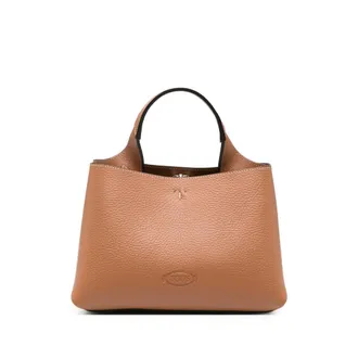 Tod's T-logo Grained Leather Tote Bag