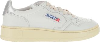 Autry Leather Trainers with Front Lacing and Metallic Heel Tab