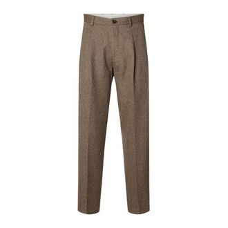 Selected Loose Lou Domestic Wool Twill Pantalon - Heren - Broeken - Bruin - Maat: W33 Wol