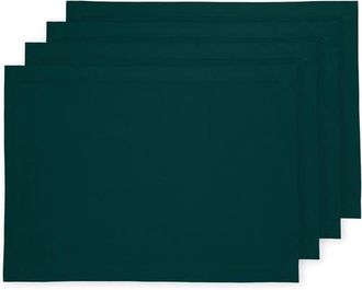 Solino Home Cotton Linen Plain Placemats Set of 4, 14 x 19 - Dru in Dark Green at Nordstrom