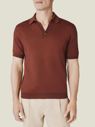 Luca Faloni Rust Cotton (Knitted) Knitted Polo