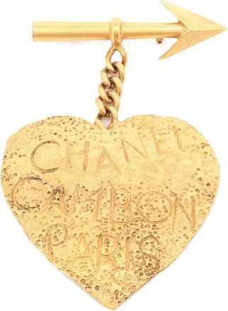 Chanel 1993 broche met hart hanger - Goud