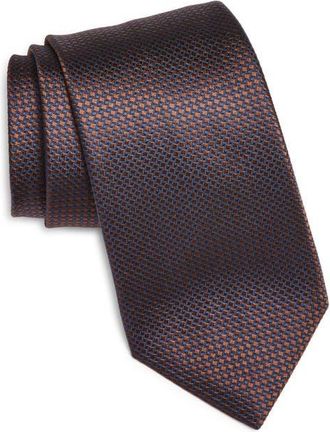 Canali Neat Silk Tie in Brown at Nordstrom