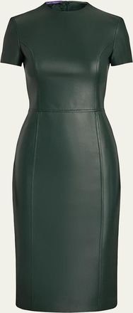Ralph Lauren Collection Bethanne Lambskin Leather Short-Sleeve Dress
